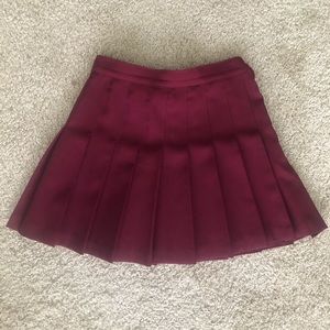 Small Maroon American Apparel Pleated Skirt